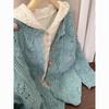 Blue Elegant Hollow Knit Cardigan & Hooded Lace Trim Hoodie Set - Early Winter Collection