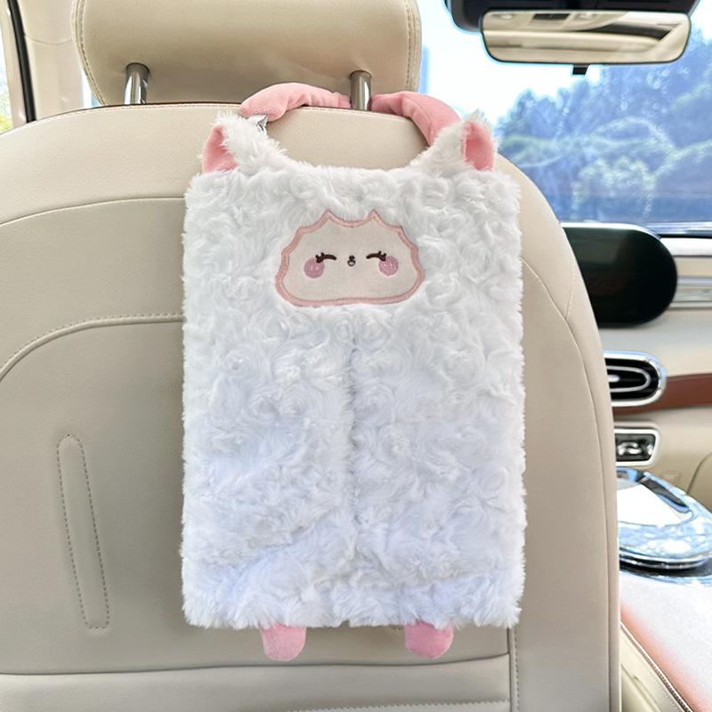 Cute Cartoon Animal Plush Hanging Tissue Box For Car And Home
