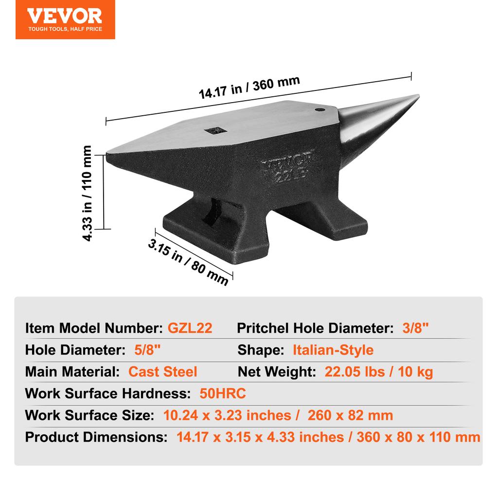 SucceBuy Single Horn Anvil Cast Steel Anvil High Hardness Rugged Round Horn Anvil Blacksmith Compact Design and Stable Base