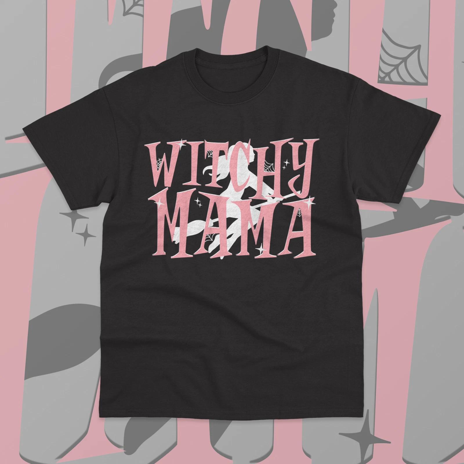 Witchy Mama T- Shirt Witch Mom Scary Spooky Women Vintage Unisex Sweater Shirt 2XL