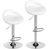 Set of 2 bar stools bar chairs adjustable height backrest and footrest swivel 360 degrees 46x41x76-96cm white