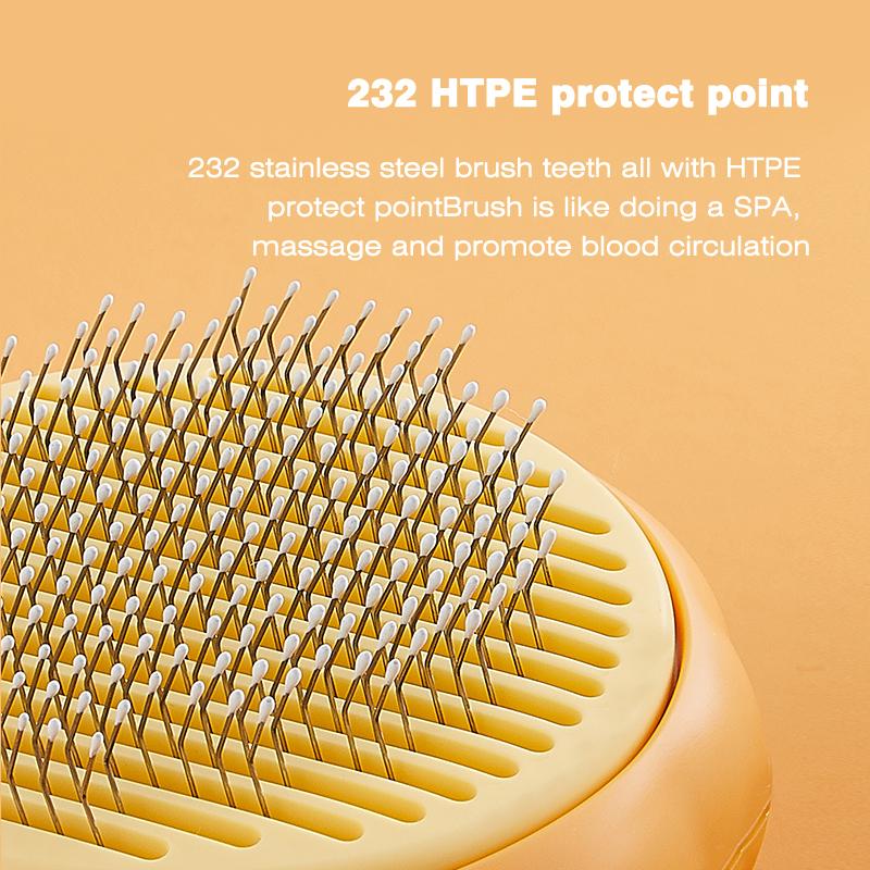 Custom Self-Cleaning Pet Hair Remover Comb Pumpkin Dog/Cat Bath Slicker High Shedding Massage Plastic Grooming Brush