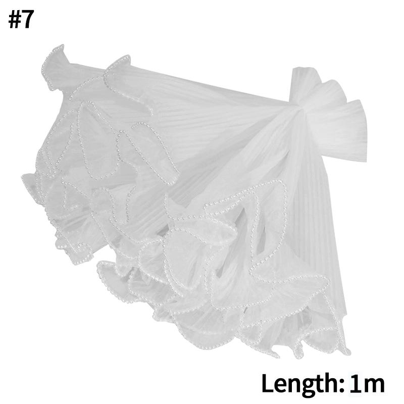 White Floral Packaging for Bouquets Flower Wrapping Paper Pearl Wave Decorative Mesh Wrapping Paper Wrinkled Gift Packaging