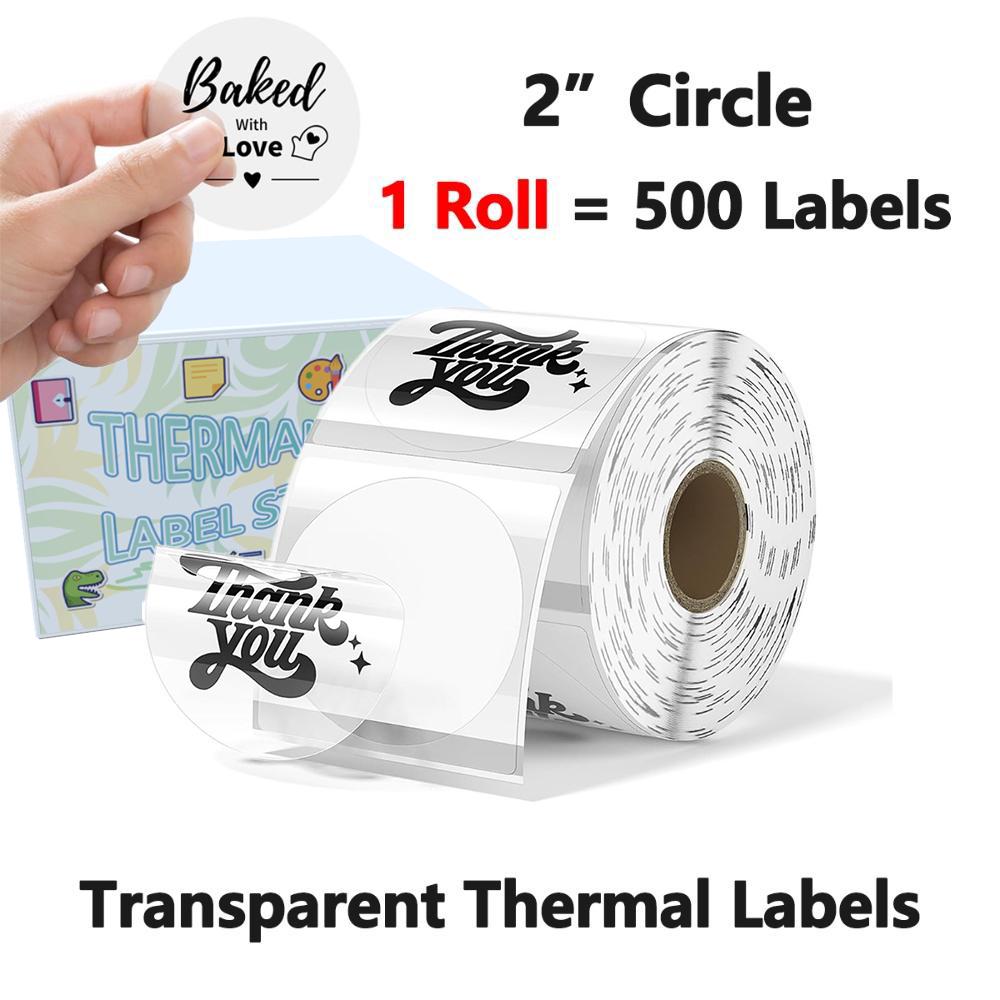 2 Inch Circle Thermal Sticker Labels Laser/Transparent Self Adhesive Round Direct Thermal Labels