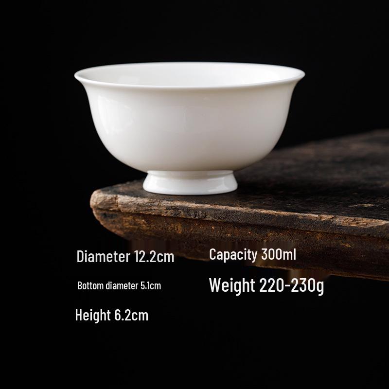 

Pearl White 4.8-inch Rice Bowl - Dehua Porcelain, 300ml, Ideal for Soup, Congee, or Noodles Grade B - 1 piece