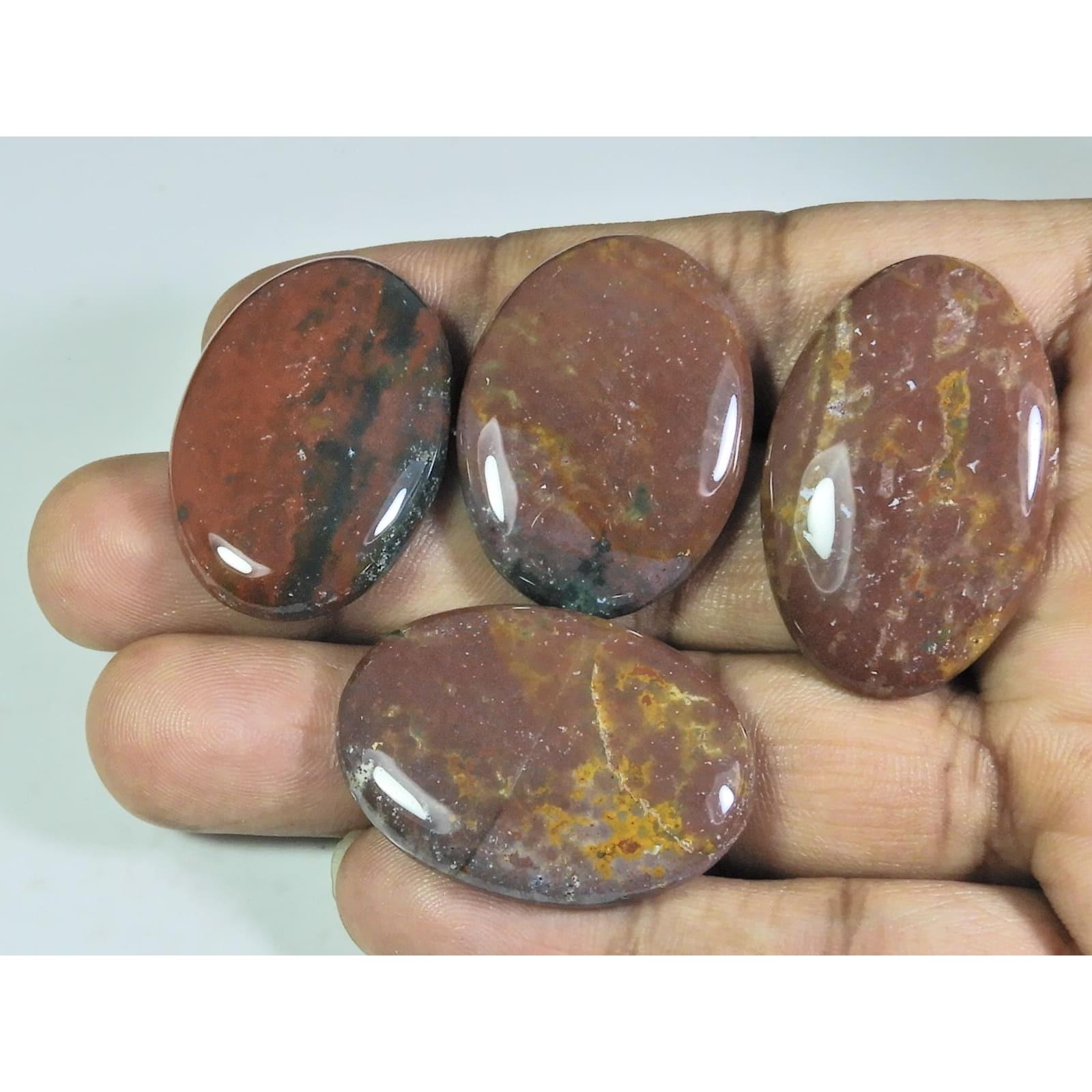 

159Cts. Natural Bloodstone Oval Cabochon Loose Gemstone 4 Pcs Lot A-71