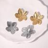 Stylish Titanium Steel Flower Earrings - Colorfast, Bright, High-Grade Round Stainless Steel Design