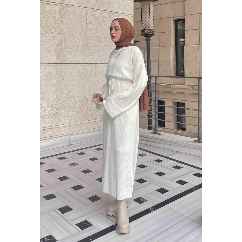 10numberamoda Women's Bat Sleeve Long Knit Dress Claret Red