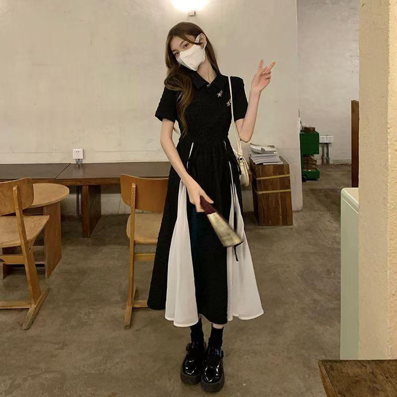 New Chinese-style Improved Cheongsam Dress Women's Summer Large Size Gentle National Style Tea Break Design Sense Hepburn Little Black Dress Women