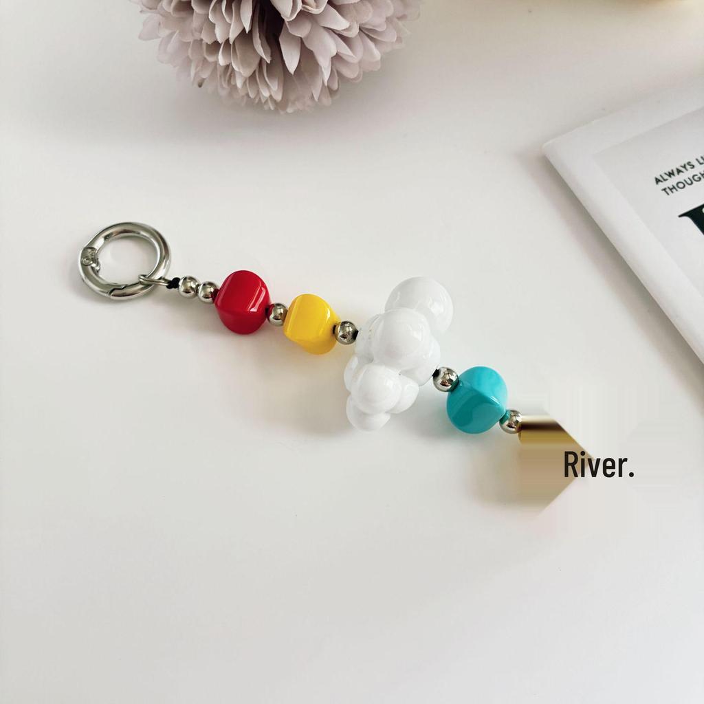 White Cloud Charm Star Bead Keychain & Mobile Phone Accessory