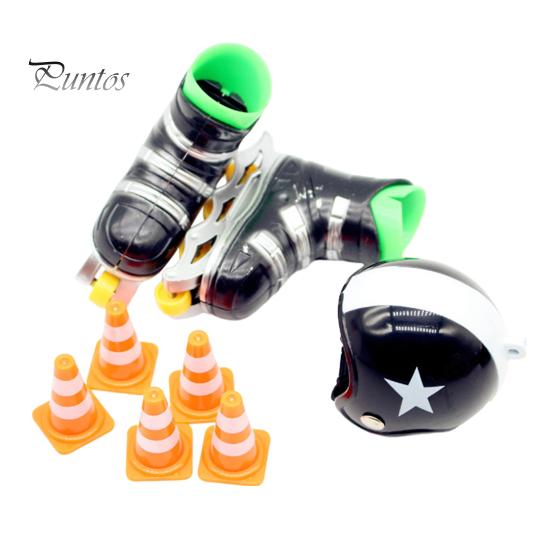 

Набор аксессуаров для катания на коньках для кукольного домика, миниатюрные роликовые коньки в масштабе 1/6, 1/12, набор со шлемом, контрольно-пропускные пункты, мини-пейзажные украшения для декора кукольного дома, сделай сам чёрный