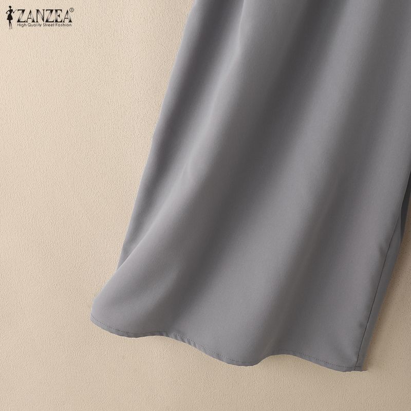 ZANZEA Women Casual Elastic Waist Loose Cropped Pants