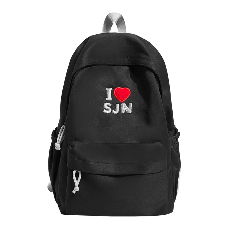 Contrast Letter Embroidered Schoolbag Student Backpack