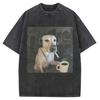 Funny Smoking Dog Cooking Tshrit Vintage Washed Tshirt S Oversized Loose Cotton Harajuku Tee Shirts Casual Streetwear Unisex