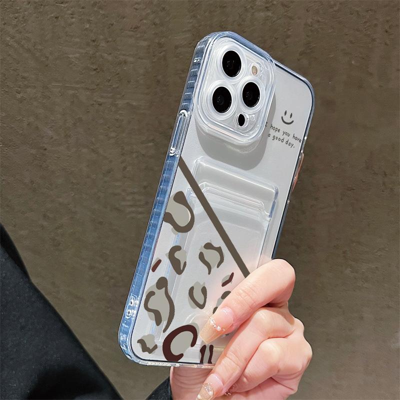 Card Slot Holder Silicone Wallet Pocket Case For Oppo A38 A58 A60 A78 Vivo V27E V27 Pro Samsung A06 A16 A36 A56 Redmi Note 13 Cover Clear Phone Bumper