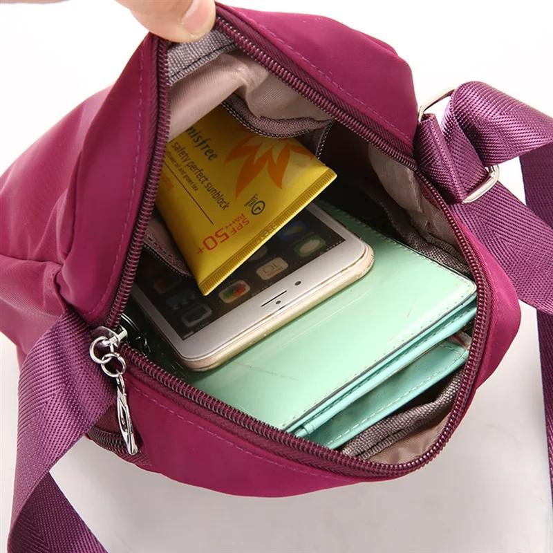 Women Mobile Phone Bag Mini Nylon Crossody Cell Phone Cash Female Messenger Bag Wallet Coin Purse Shoulder Bag Waterproof Casual