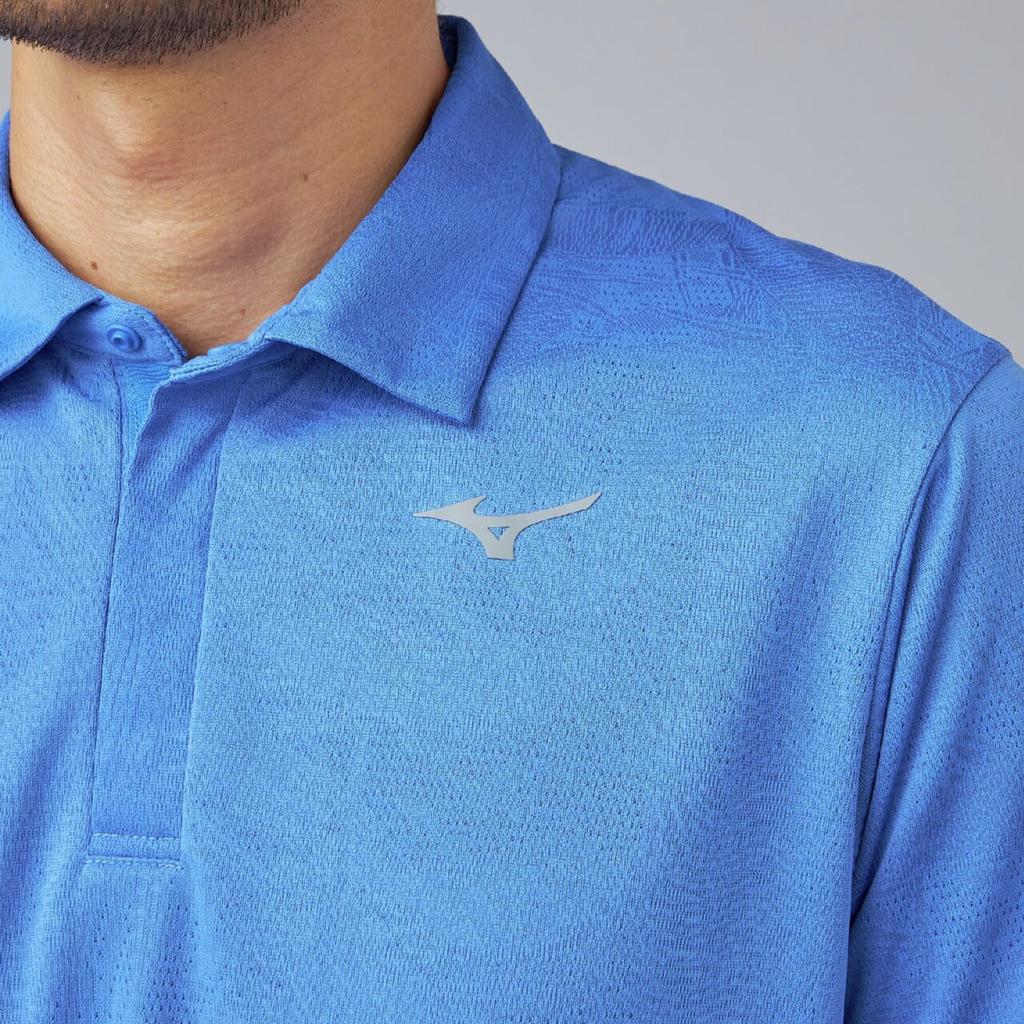 Golf Wear Nexlite Print Collar Cooling Dazzling Size M [Mizuno] Short-Sleeve Shirt, Sweat-Wicking, Quick-Drying, Feel, 52MAD004, Men's, Blue,