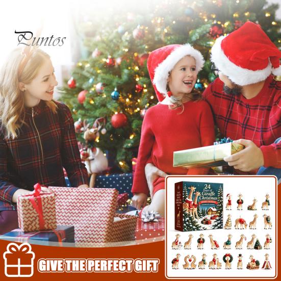 Gifts for Giraffe Lovers 24 Days Christmas Advent Calendar, 2D Acrylic Figure Countdown Kids Holiday Surprise Collectible Animal Ornaments Xmas Tree,