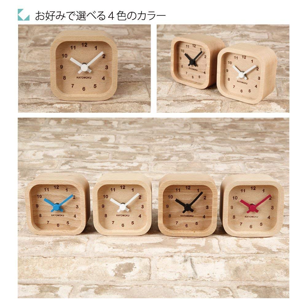 KATOMOKU muku mini clock Square white table clock wooden km-25WH 85×85×46mm