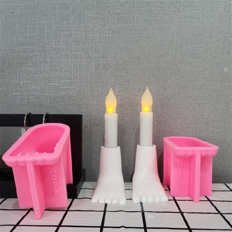 Kerzenhalter Gießformen 3D Fuß Kerzenständer Silikonformen für Epoxidharz Güsse Gießform Ton Handwerk Kerzenhalter