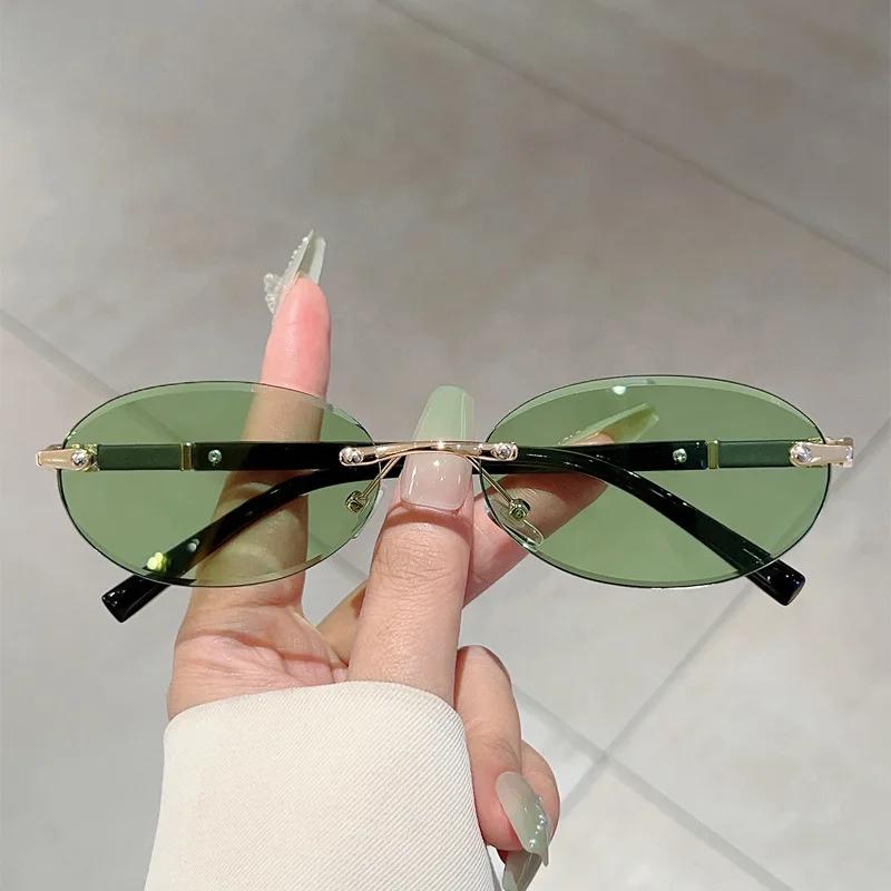 Rimless Sunglasses Circle Fashion Popular Women Men Shades Small Round Sun Glasses for Female Male Summer Traveling Goggle