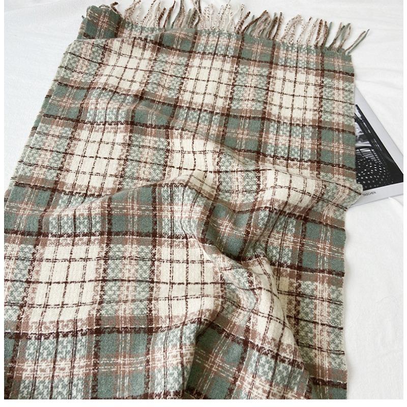 Wolle Plaid Verdickter Warmer Schal Herren Damen Neu Winter Japanischer Stil Paar Halswärmer High-End Gefühl