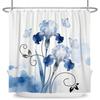 Blaues Blumen-Schmetterlings-Duschvorhang Modernes Streifen-Geometrisches Muster Wasserdichter Badevorhang Badezimmer-Dekoration Polyester Mit Haken