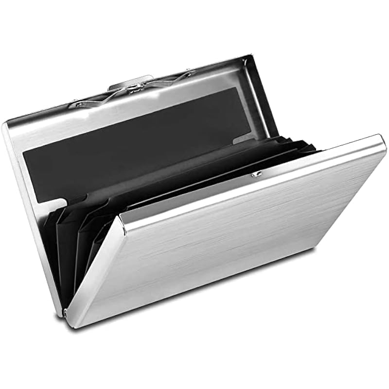 Stealodeal Stainless Steel Front Credit/Debit Rfid Blocking 6 Card Holder For Men & Women (Silver)
