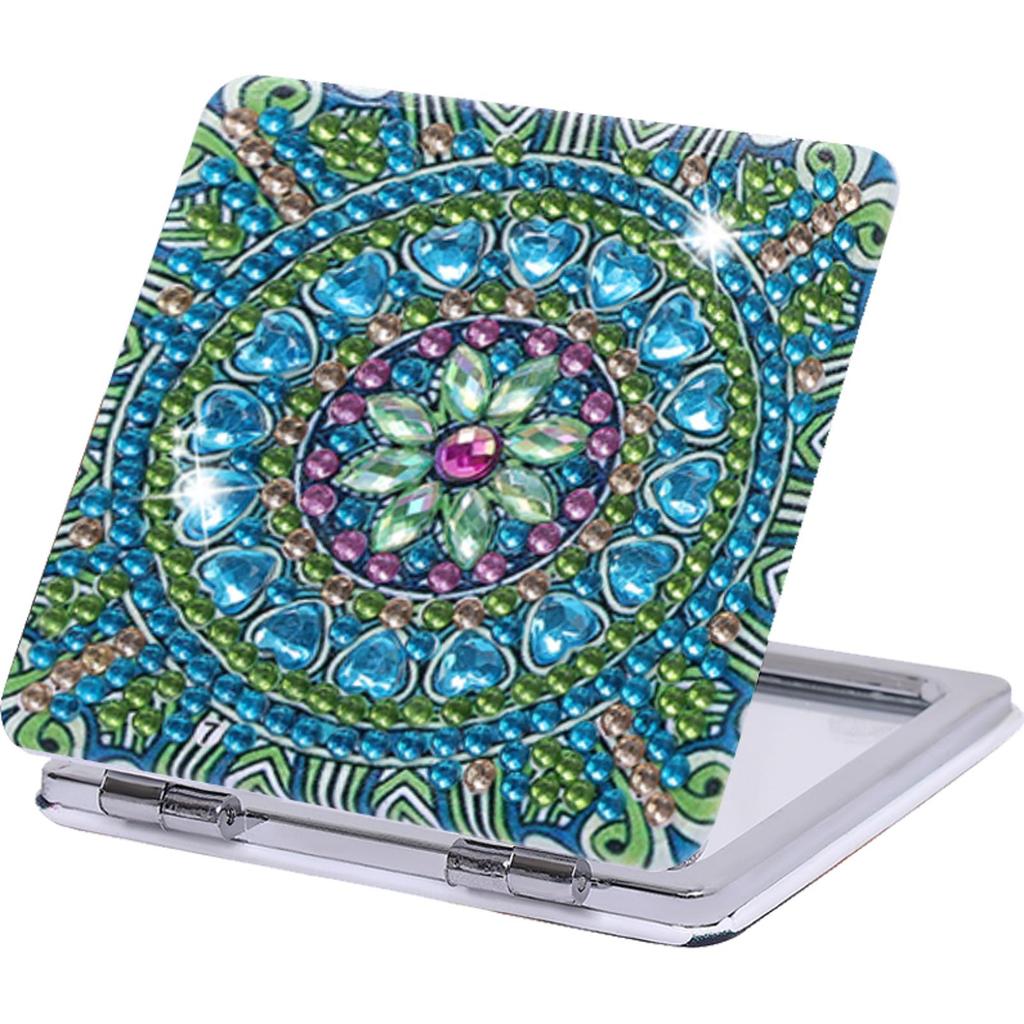 DIY Rhinestone Embroidery Mosaic Makeup Mirror Pocket Mirror Double Side Crystal Diamond Mirror Mandala Special Shaped for Girl