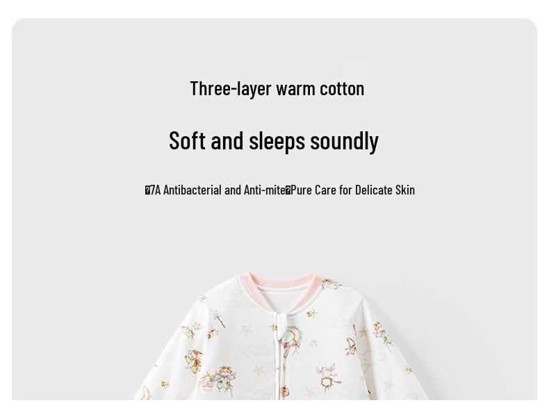 Warm Cotton-Blend Baby Sleeping Bag Onesie for Boys & Girls: Split Leg, Suitable for Spring, Autumn & Winter