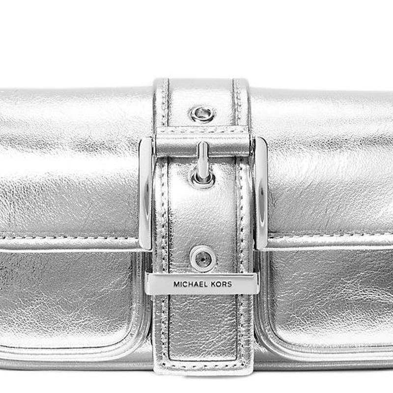 Michael Kors Colby metalen beslag verstelbare schouderband leren tote schoudertas mini dames zilver