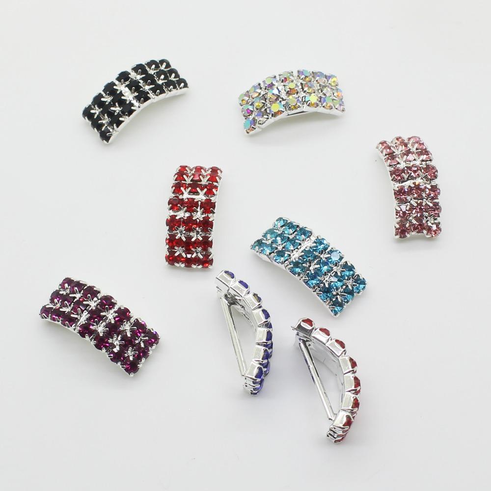 New 10Pcs/set 20mm*8mm Arched Rhinestone Buckles Diamond Buttons Plated Silver Square Invited To the Wedding Ribbon Slider