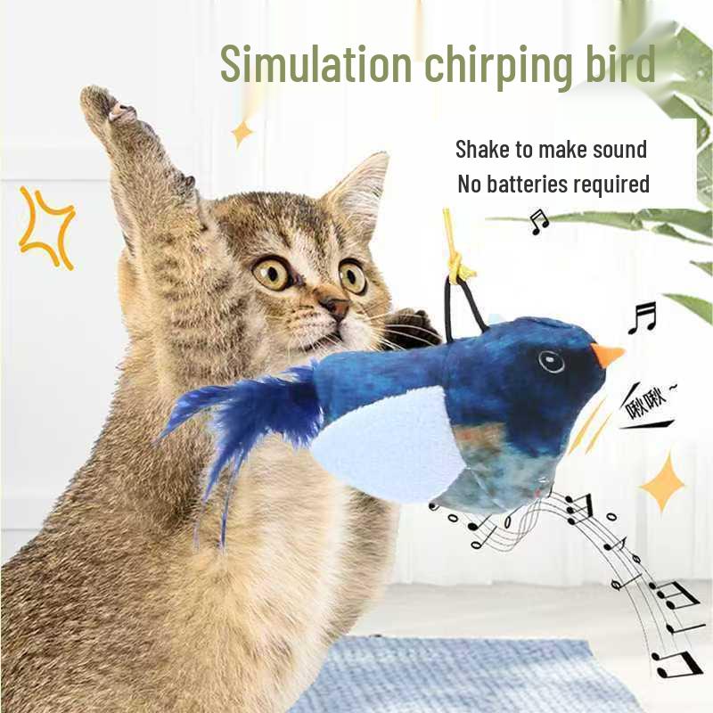 Chirping Bird Cat Toy: Interactive Teaser Stick with Catnip