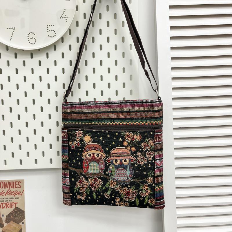 Ethnic Embroidered Cotton Mini Shoulder Bag With Multiple Compartments For Casual Outfits
