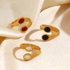 Double Oval Enamel Open Ring Women Stainless Steel Gold Color Trendy Finger Ring Minimalist Geometric Zircon Gift Wholesale