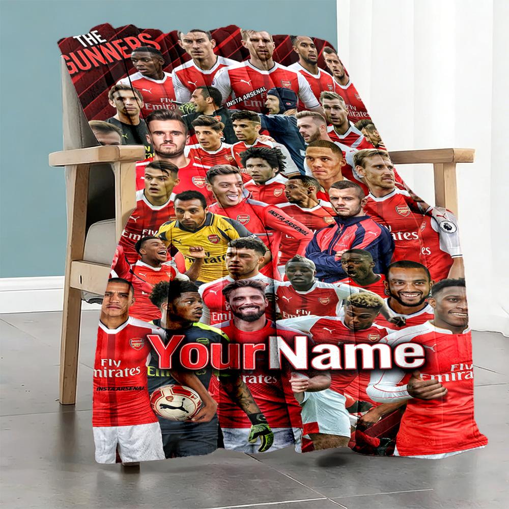 Arsenal Personalized Name Blanket Cozy Customizable Blanket Ultra-Soft for Office Bedding Home Decor Living Room Ideal for All Seasons