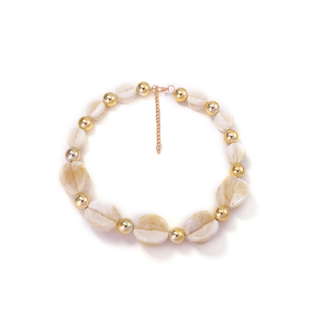 European and American Simple and Versatile Personality Niche Design Geometric Resin Beaded Necklace Fashion Trend Women's Accessories