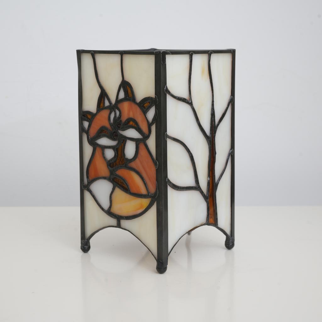 Mosaic Colored Glass Bedside Table Lamp for Bedroom, Small Night Light, Stained Glass Desk Lamp for Halloween and Christmas Gift