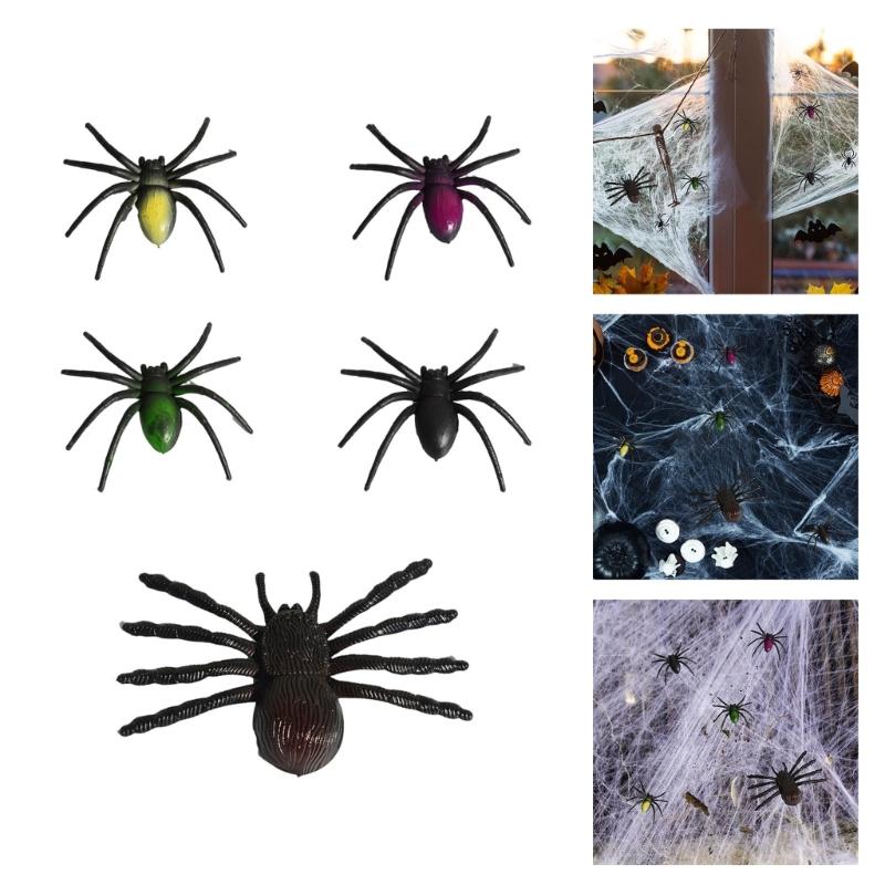 5Pcs Portable Faux Spiders Party Supplies Easy Indoors Outdoor Halloween Decoration Halloween Party Supplies