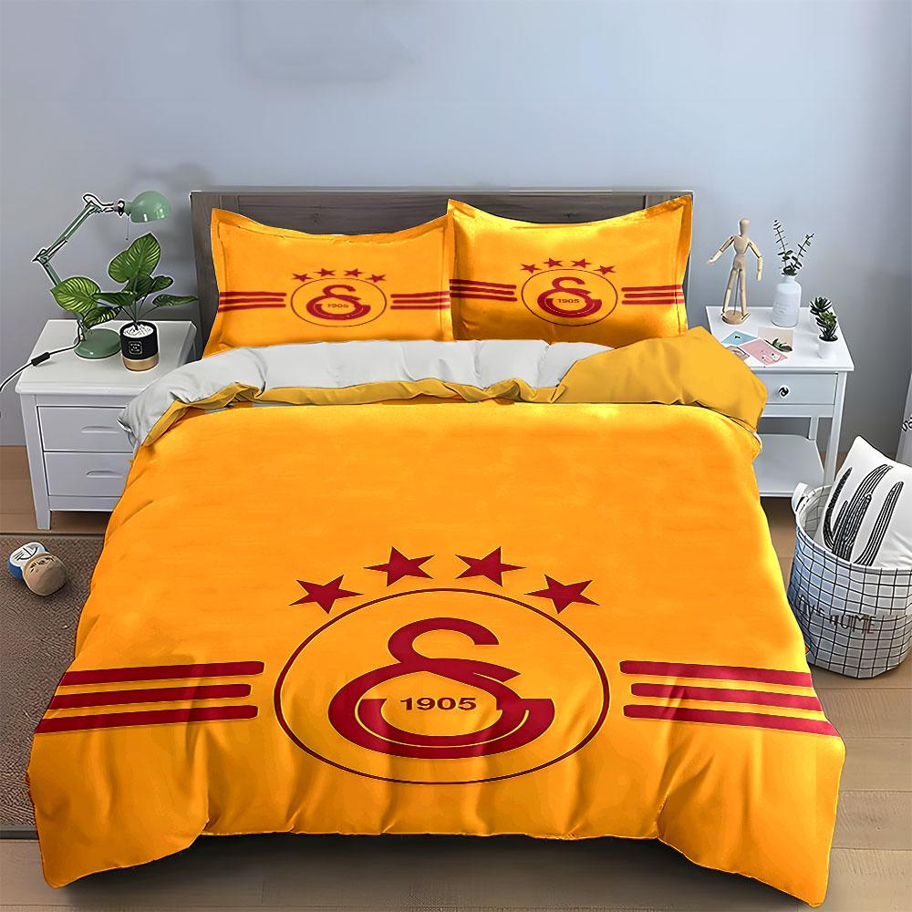Gold Bedding Set with Logo Design Bedding Duvet Cover Set Duvet Cover Pillowcases (1 * Duvet Cover 2 * Pillowcases, without duvet insert)