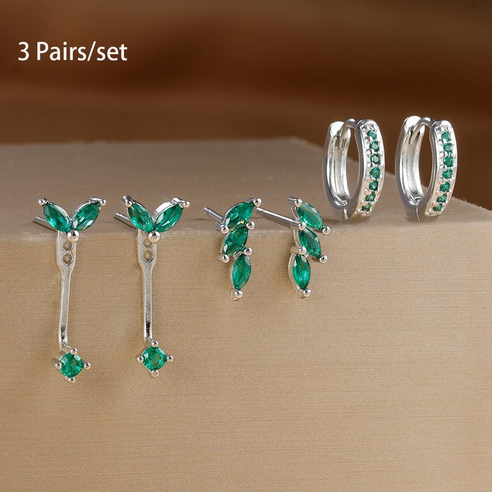 3 Pairs Exquisite Zircon Little Huggies Hoop Earrings Set for Women Stainless Steel Unique Cartilage Earring Piercing Jewelry