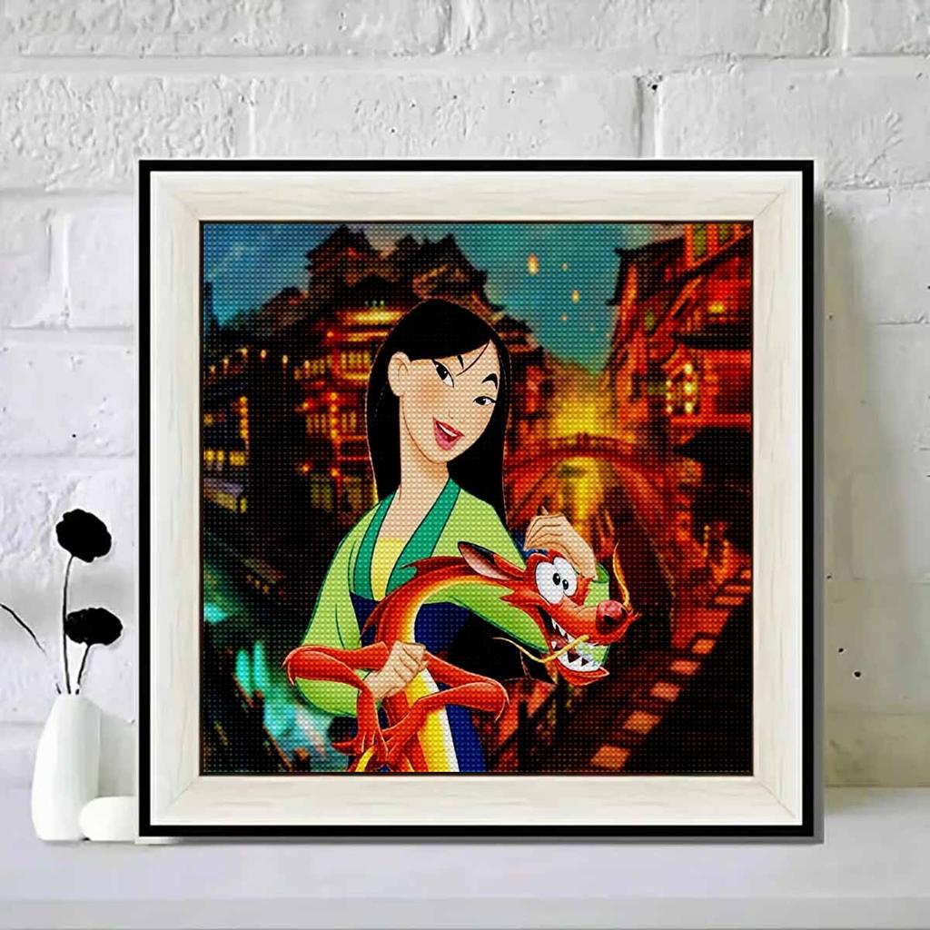 DIY Diamond Painting Round Diamond Mulan and The Fox Full Diamond Mosaic Home Decoration Painting Cross Stitch Kit