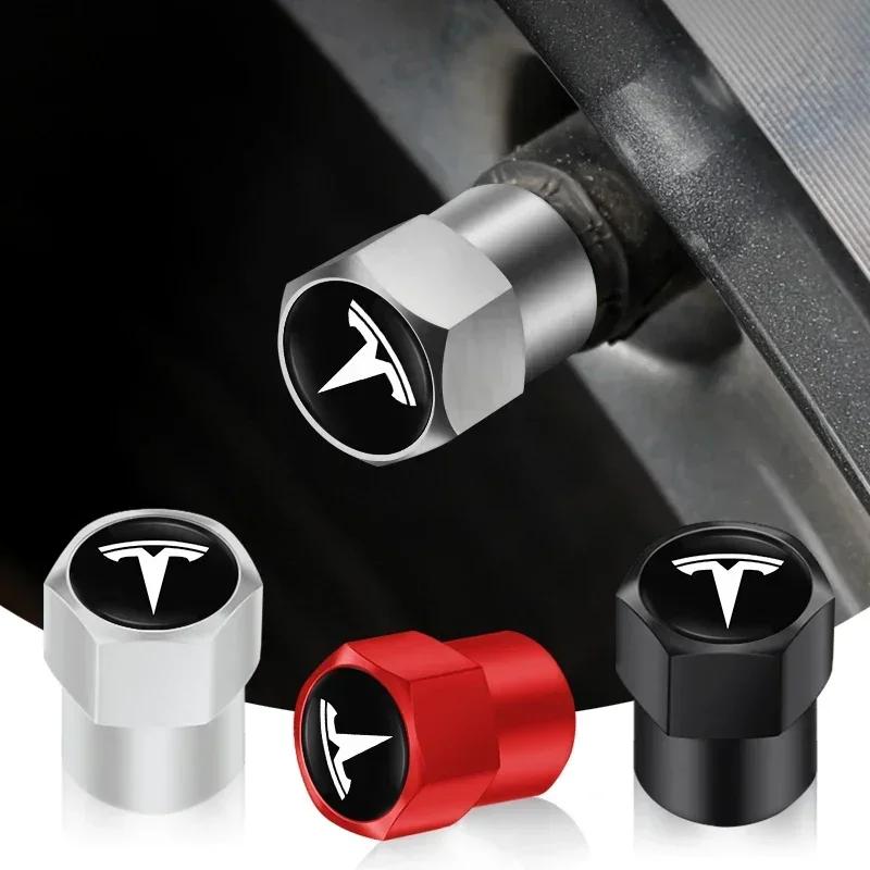 Adesivo per Auto 2025 Caldo 4 Pezzi Lega Tappo Valvola Auto Valvole Ruota Copripolvere Accessori Pneumatici Per Tesla Model 3 S X Model Y Cybertruck