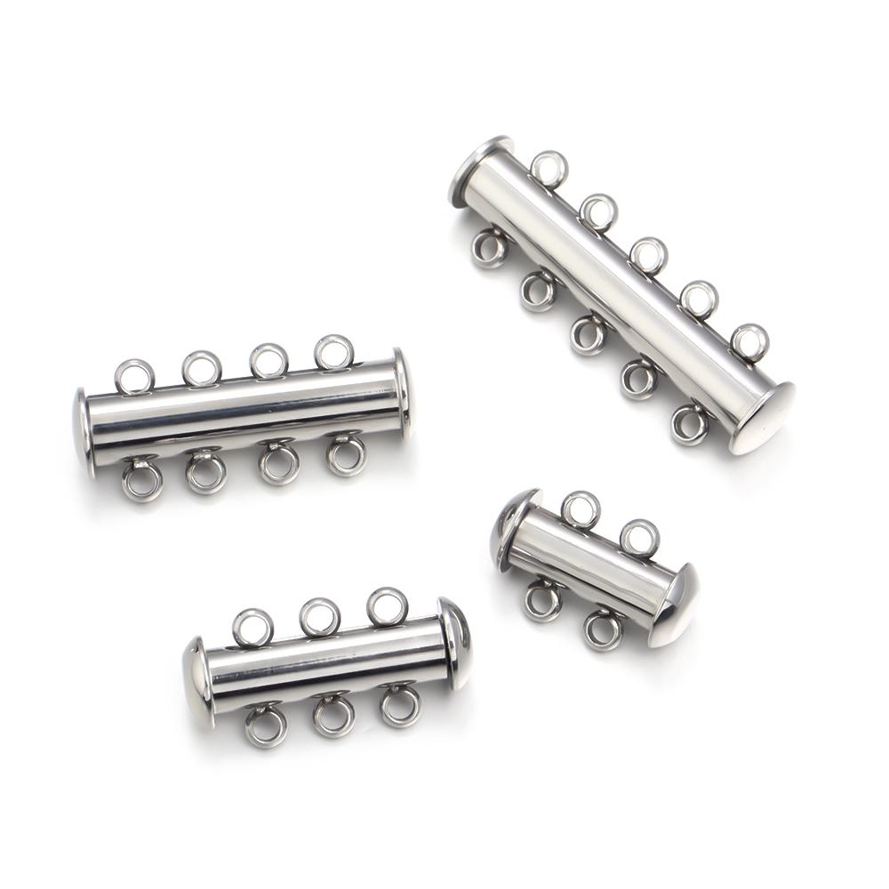 2/3/4/5 Reihen Edelstahl Magnetverschluss Schieberöhren Schloss Für Mehrschichtige Armbänder Halsketten Verschluss Haken Schmuckherstellung Zubehör