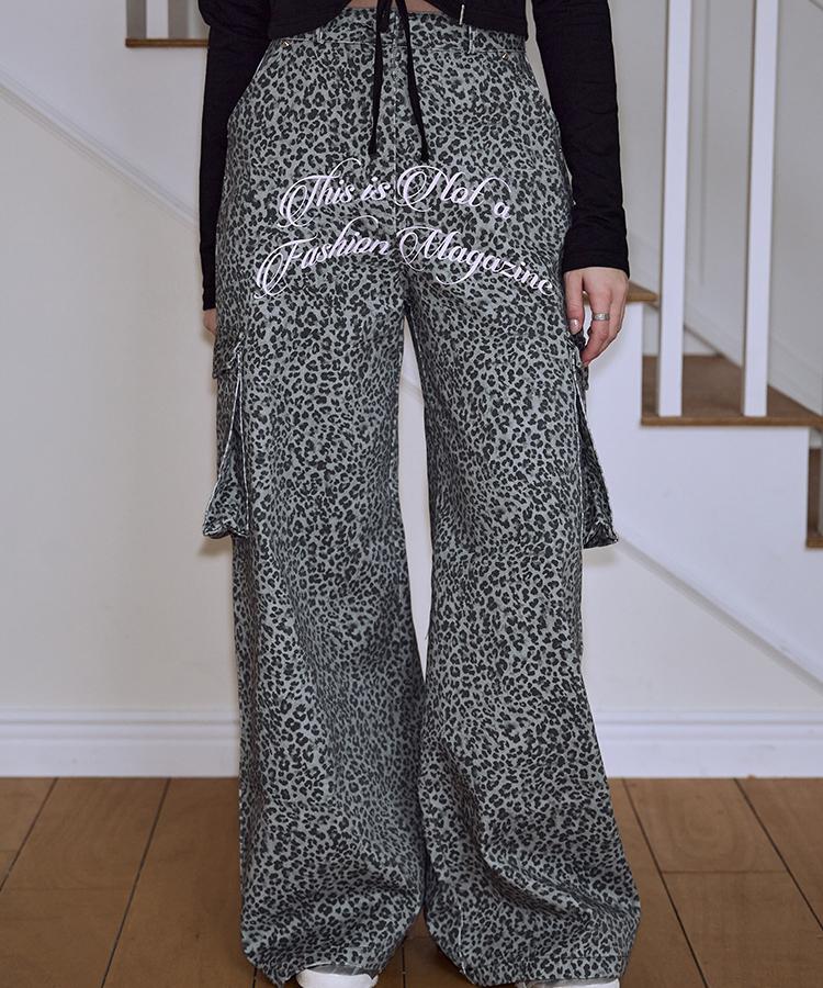 ROSEFRANTZ Leopard Wide Pants [Gray]