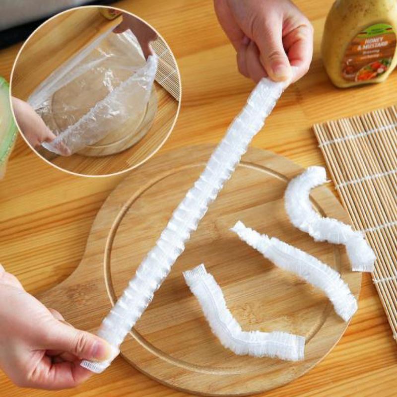 100pcs Reusable Plastic Wrap Elastic Food Lids For Fruit Bowls Cups Caps Storage Kitchen Fresh Keeping Saver Bag