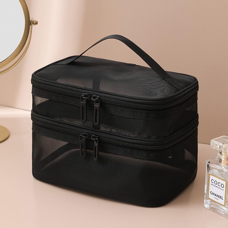 Schwarzes Netz Reise Kosmetik Aufbewahrungstaschen Set - Fünfteiliger Toilettenartikel- und Make-up-Organizer