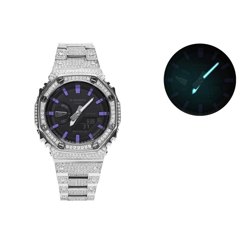 CASIO Customized watch modified series 811 manufacturing Farmhouse Oak GA-2100-1A1 modified-Amethyst Black GA-2100-1A1PR(Watch80-GaiZhuang-ZiJing)