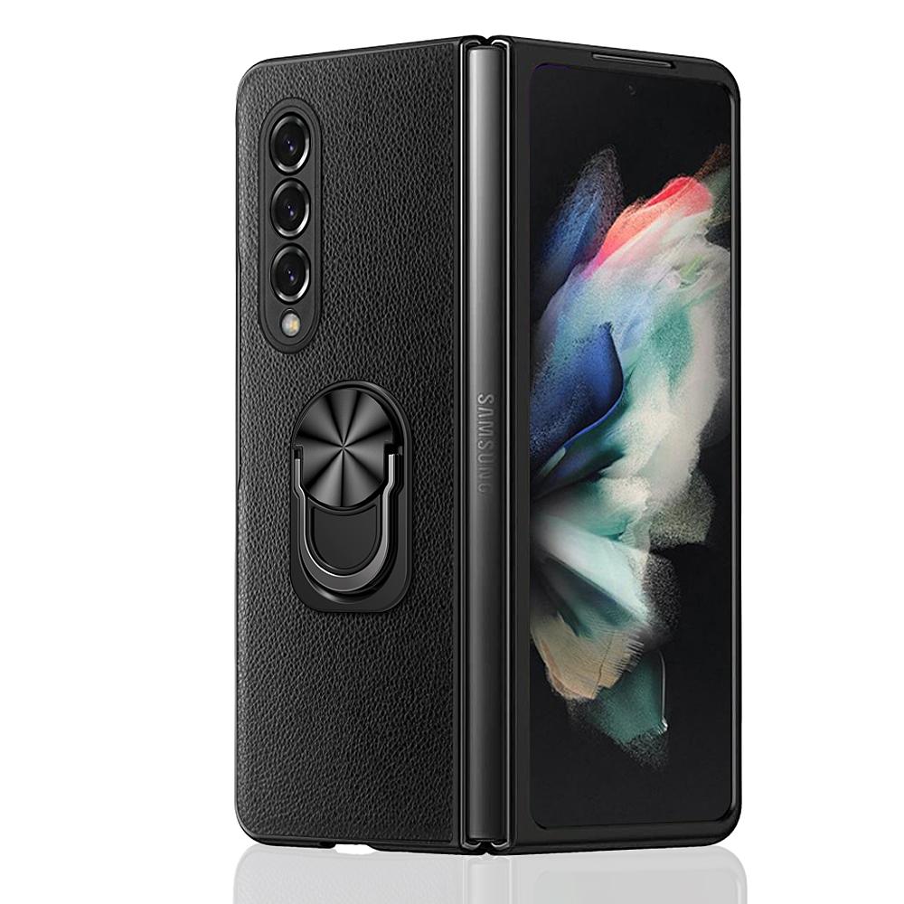 Business Magnetic Ring Leather Case For Samsung Galaxy Z Fold 4 3 Fold4 Fold3 Fold2 Fold 2 5g Anti -Scratch Folding Cover