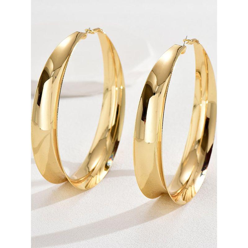 Accessible Luxury Fashion Simplicity and Exaggeration Glossy Metal Big Ear Ring